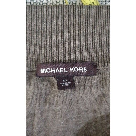 Michael Kors Mens 100% Merino Wool Baseball Jacket Brown Size 2XL - Picture 7 of 11